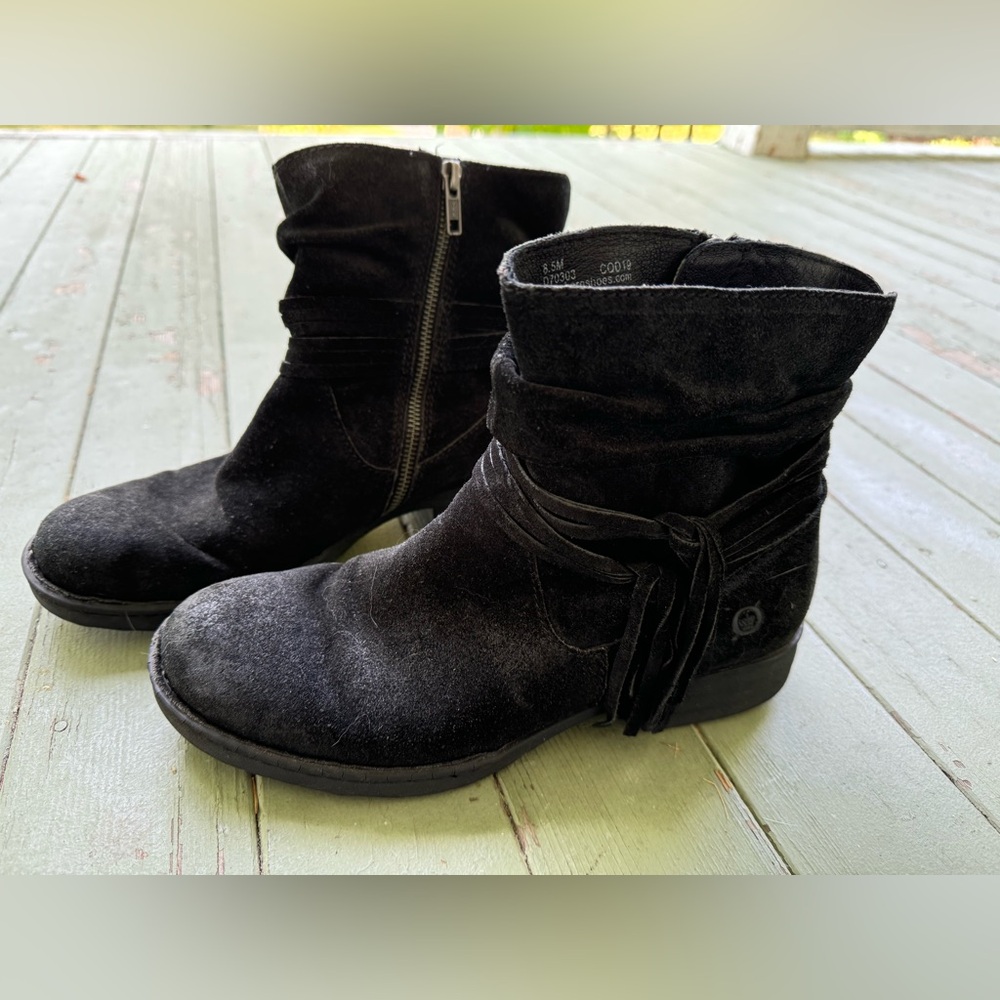 Black suede Born ankle booties (sz 8.5)